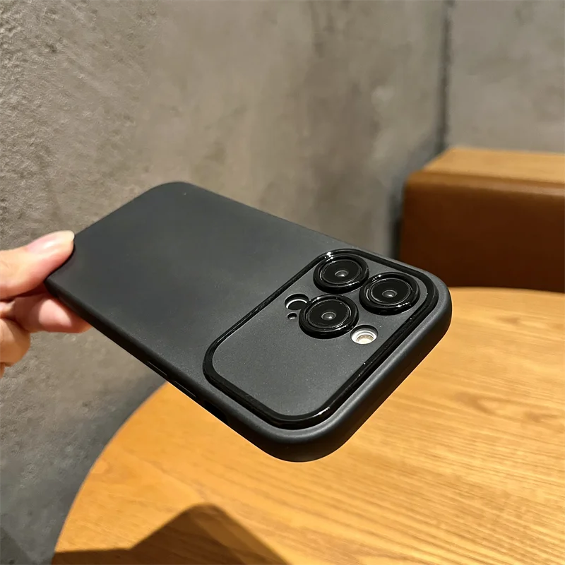 حافظة فاخرة من السيليكون غير اللامع لهاتف آيفون 16 15 14 13 12 11 برو ماكس بلس خط رسم صلب أسود أبيض غطاء رفيع للغاية