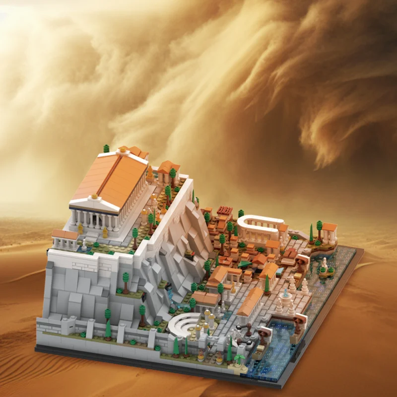 MOC Greece Temple Greece Acropolls of Athens Buildings Sets Parthenon Amphitheatre Building Blocks Model Gift for Adults Kids