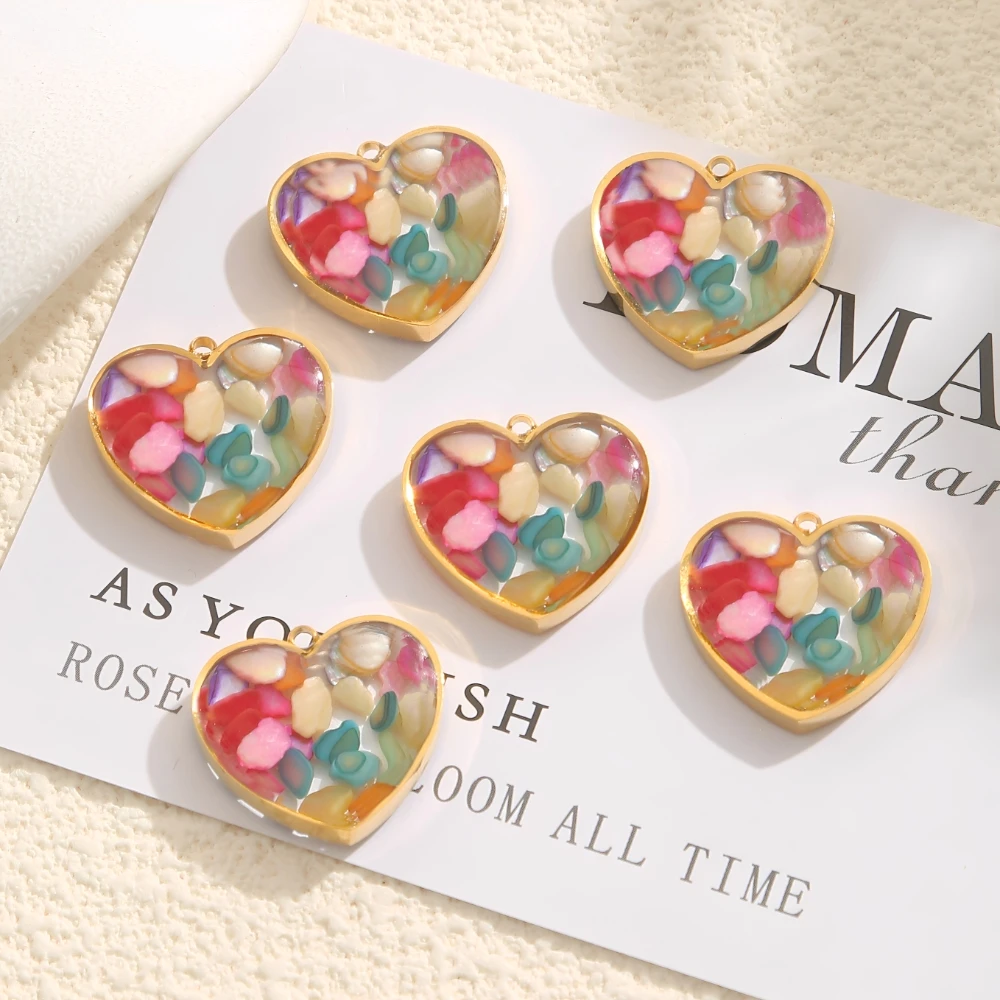 

2pcs Stainless Steel Round Transparent Colorful Gravel Charm Pendant for DIY Earring Bracelet Jewelry Necklace Making Supplies