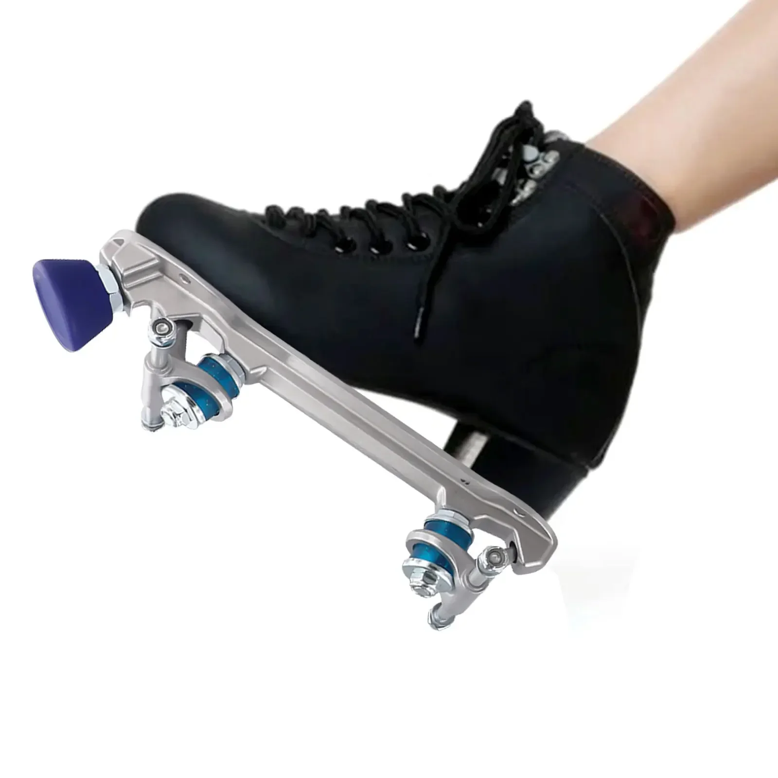 Hitam Biru alat lengkap karet Quad Roller Skate roda truk ringan layanan panjang pelampung keselamatan Roller Skating piring