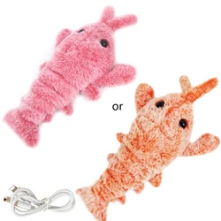 Electric Moving Lobster Interactive for Cat for Indoor Cats Realistic Wiggle Shrimp Plush Kitten Chew Kickers Toy