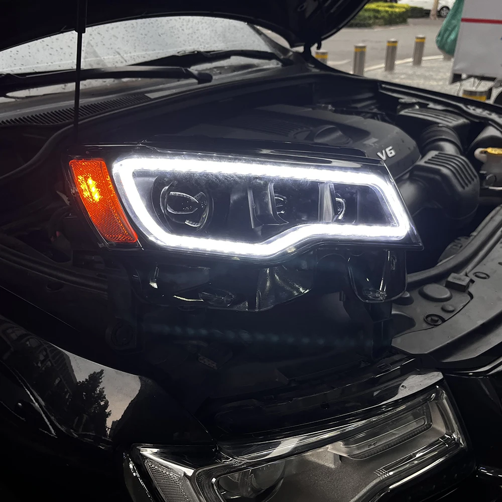 DK Motion LED Headlamps for 2014-2021  Grand Cherokee New Design DRL Front Lamps H1 Bulb Shape Car Lighting Accessory