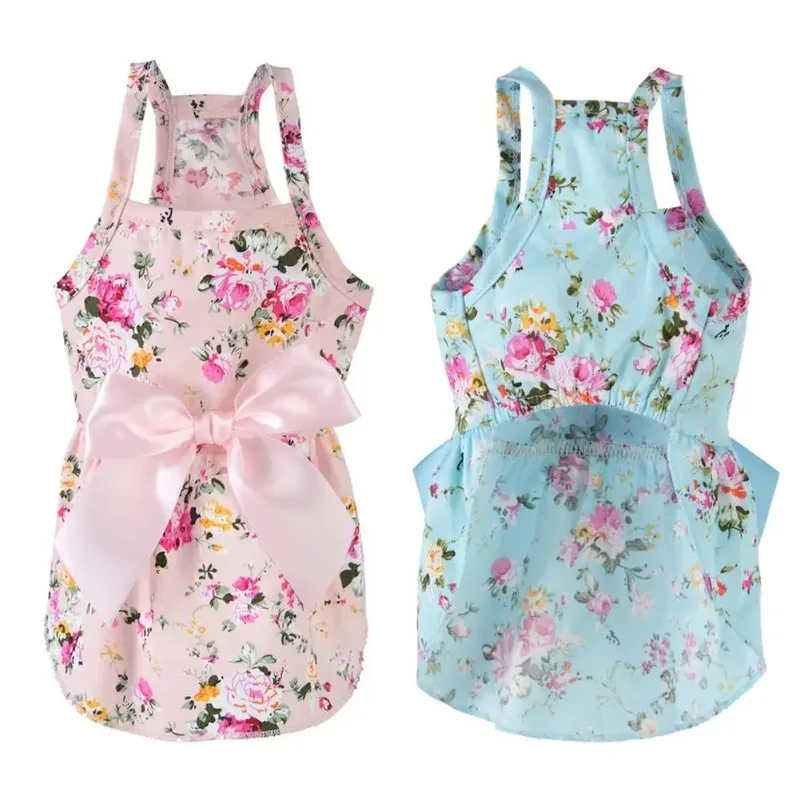 Good Dog Dress Cotton Super Soft Eye-catching Medium Dog Cat Floral Dress Pet Summer Clothing  Pet Clothes Flower Pattern