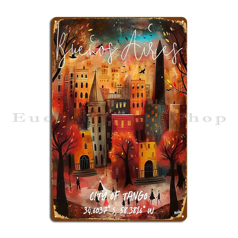 Металлический плакат в стиле Буэнос-Айрес, танго