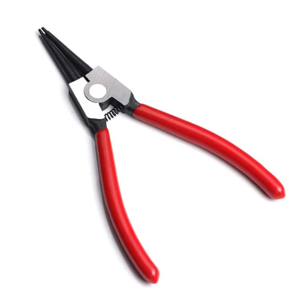 

Outer Straight Clip Card Snap Ring Pliers Red Plastic Handle Internal Compression Spring Durable Steel Clamps for Indoor Outdoor