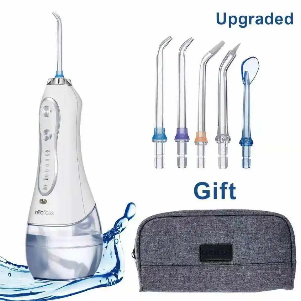 H2ofloss-irrigador Dental inalámbrico con 5 boquillas, irrigador Ipx7 eléctrico portátil de agua, para limpieza de dientes y salud Oral, Hf-6