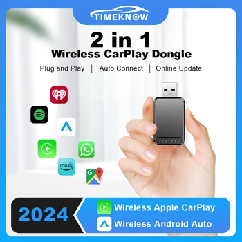 TIMEKNOW nuevo adaptador inalámbrico CarPlay inalámbrico Android Auto Dongle juego de coche Ai Box para Apple Iphone Android teléfono Plug and Play