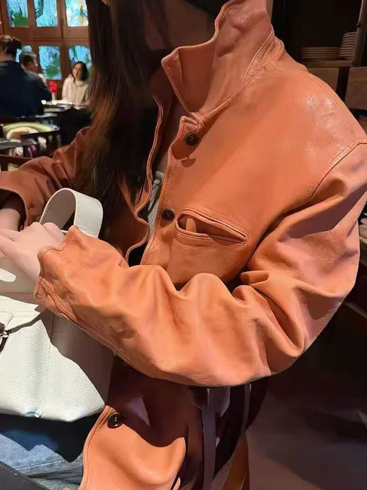 

Модная женская длинная куртка из овчины, весна 2026, новая модель, из натуральной кожи растительного дубления, средней длины, верхняя одежда