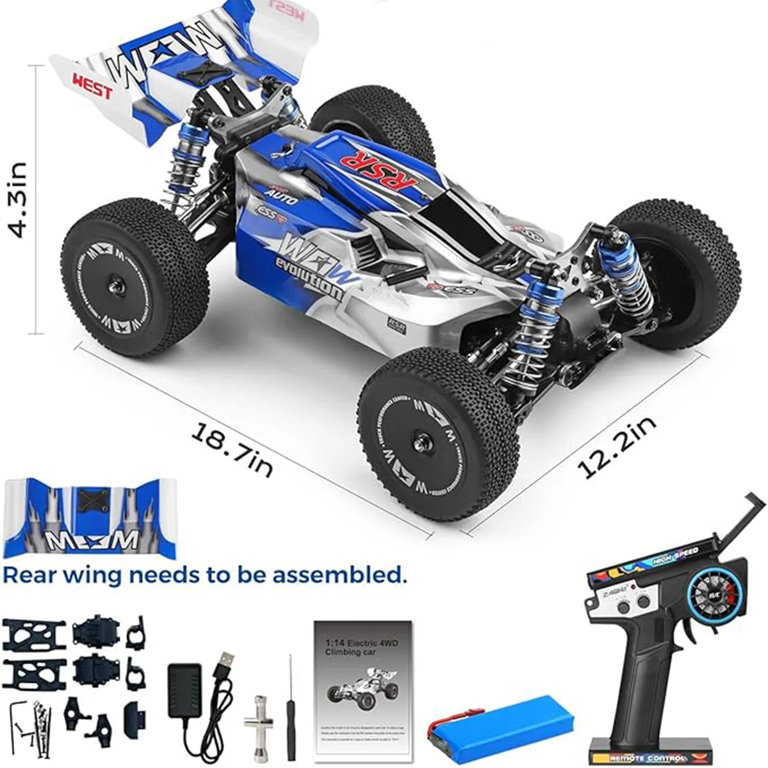 WLtoys144011 1/14 4WD RC Cars for Adults , Max 43 Mph Off-road Fast RC Car,Upgraded version(144001V2) ,Suitable for Outdoors