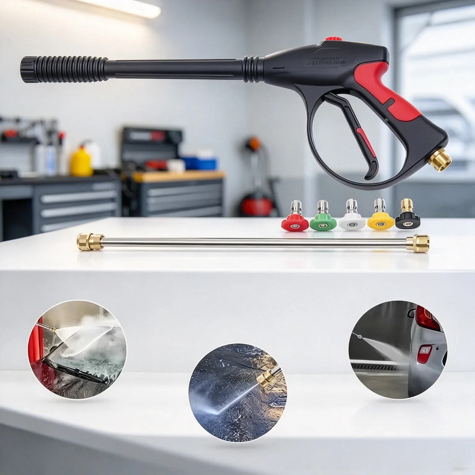 1 Set High Pressure Washer Power Spray Gun with Extension Wand and 5 Quick Connect Nozzles for Car Washer Home Clean Accessories