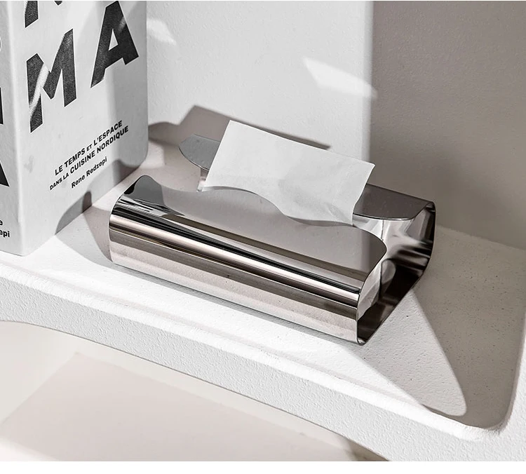 Taschentuchbox aus Edelstahl, künstlerischer Pull-Paper-Spender mit unregelmäßigem Design – Tisch-/Wohnzimmer-Serviettenhalter und Taschentuchverteiler für Wohnzimmer, Schlafzimmer, Küche, Hotel – Detail 6