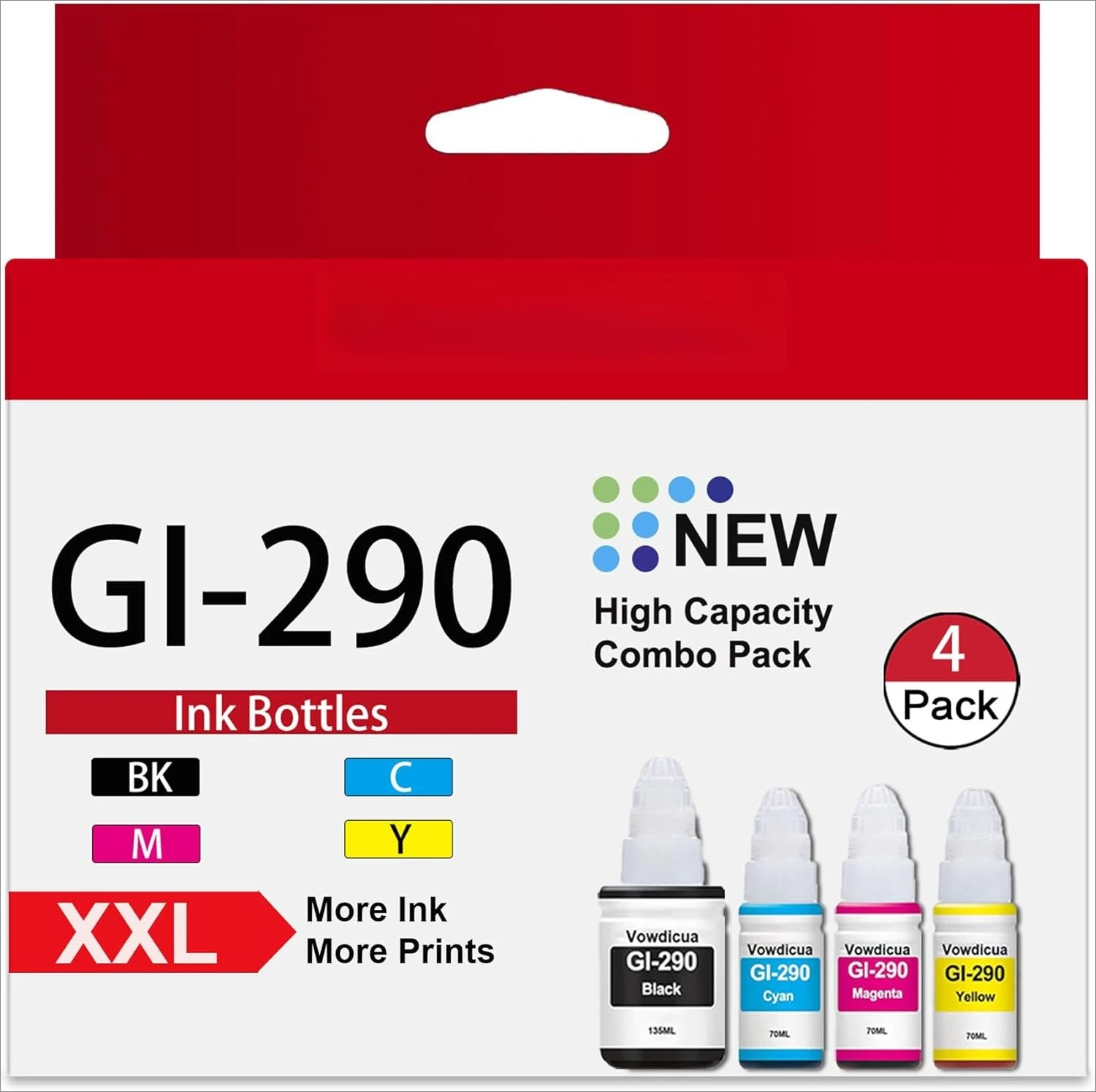 

GI-290 Ink Bottles 4-Pack High Capacity Compatible Canon GI290 Refill Ink for PIXMA G3202 G3200 G1200 G4210 G2200 G4200 Printer