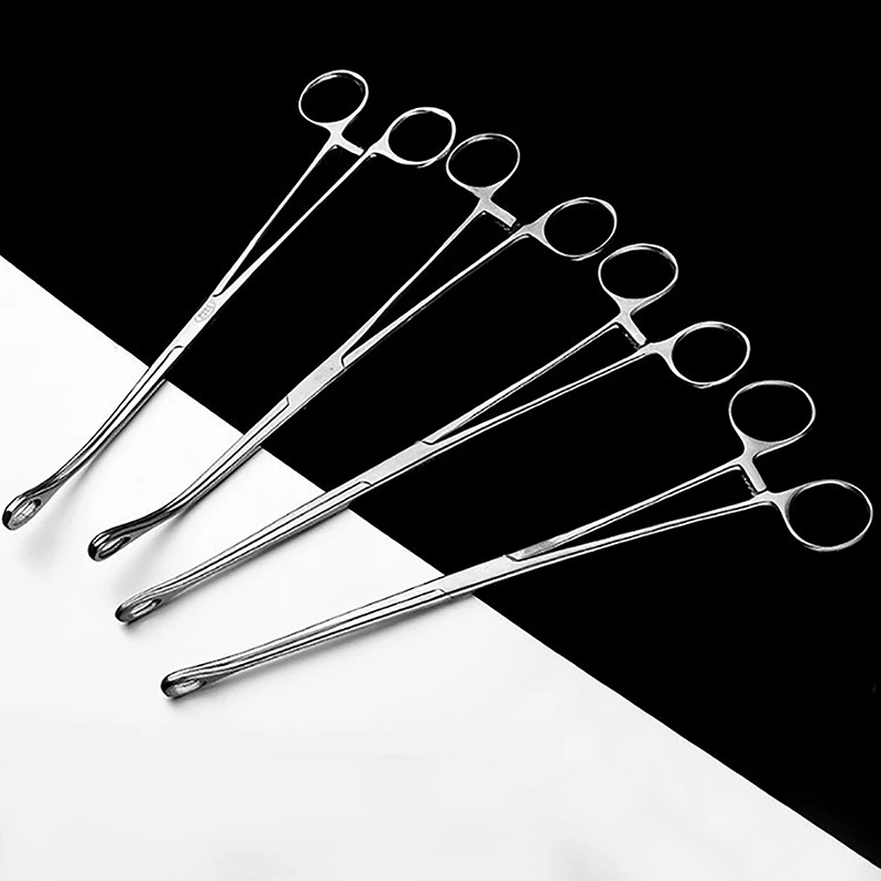 1pc Sponge Forceps Straight/Curved Serrated Jaws Stainless Steel Dental Forceps Instrument