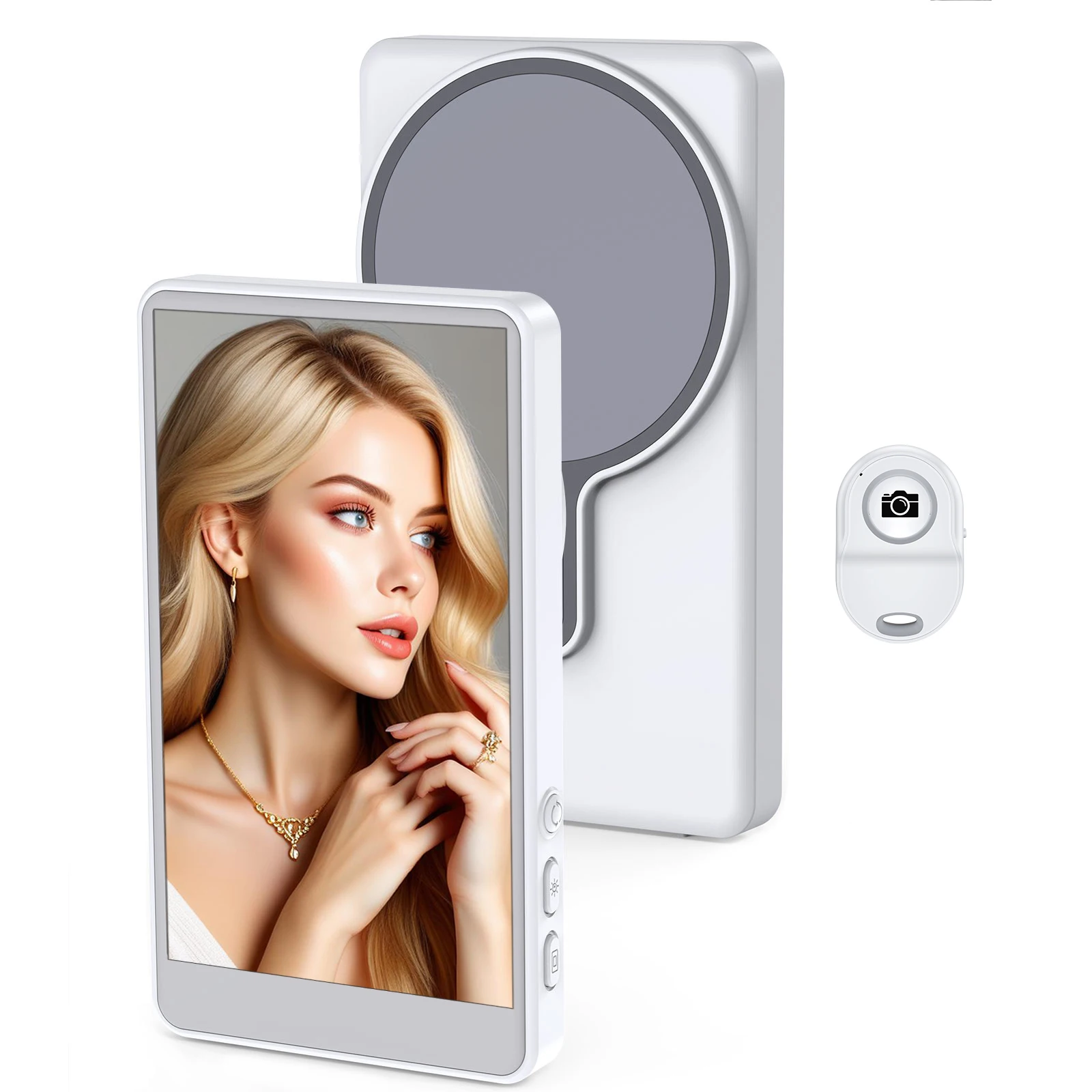 Wireless Selfie Screen for iPhone (Not Support iPhone 17), Rear Back Camera Monitor for Selfie Vlog Live Stream,Magnetic Mount Connection, for iPhone (White, 4 inch)