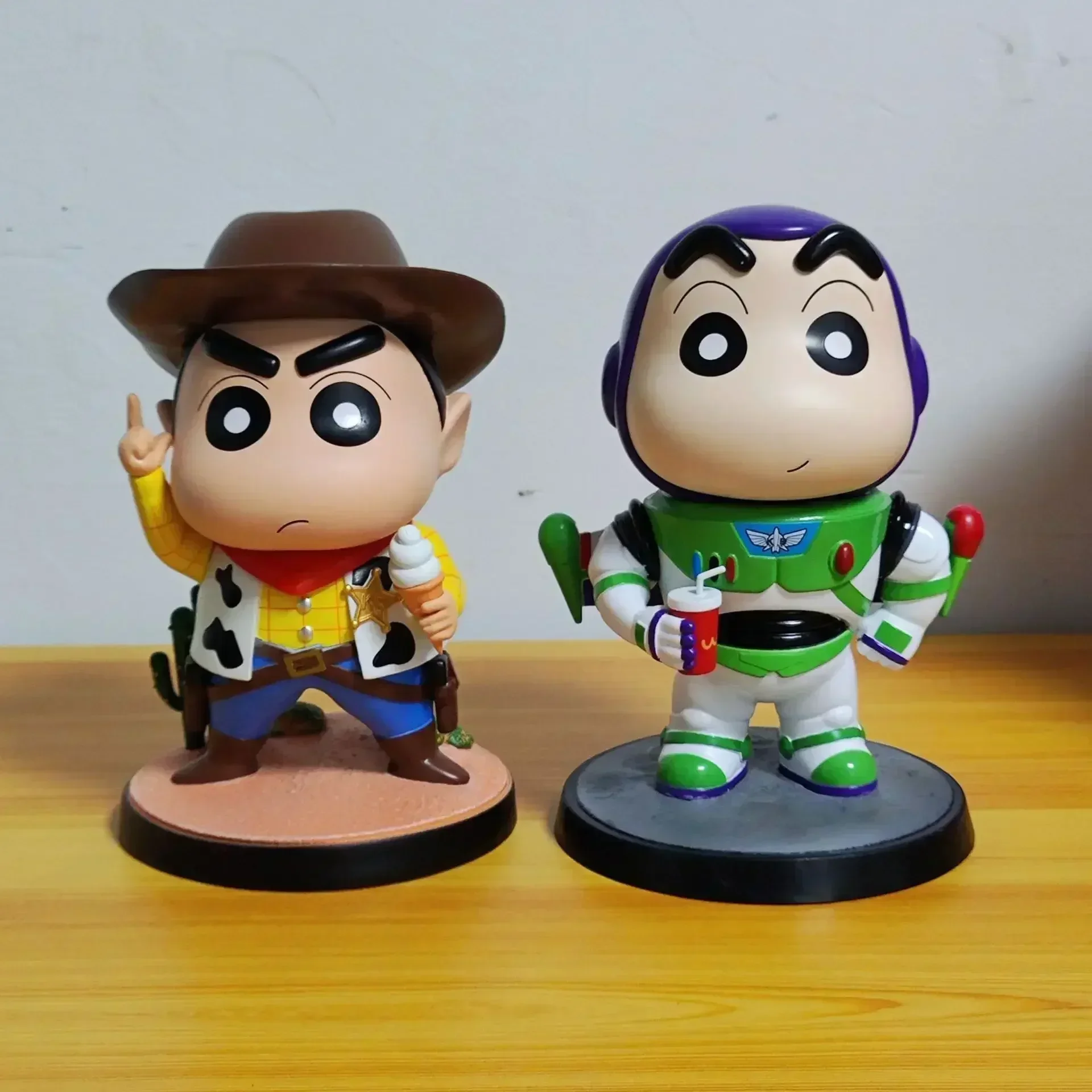 17cm Crayon Shin-Chan Cos Dick Denim Buzz Lightyear Kawaii Desert Cactus Scene Anime Figures Model Ornaments Collectible