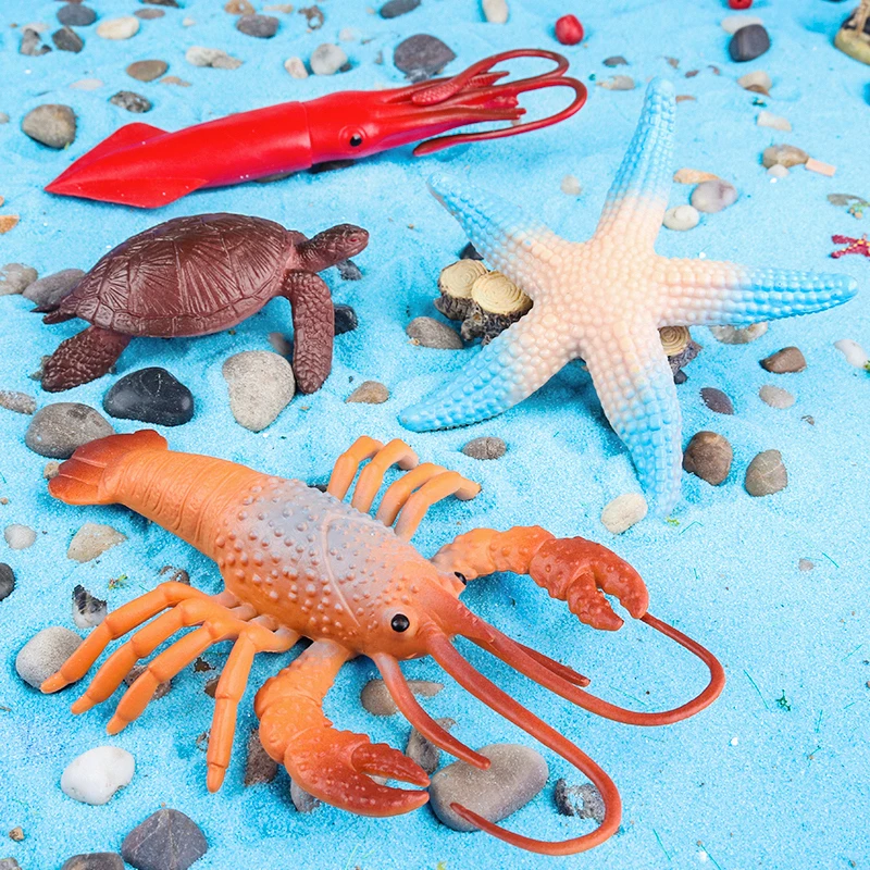 Oenux Sea Life Animals Octopus Whale Shark Turtle Manatee Dolphin Penguin Model Action Figures PVC Ocean Education Kid Toy Gift