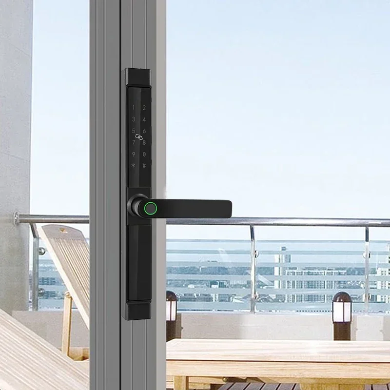 2024 New Arrival Slim Aluminium Door Use Narrow Type Mortise Door Lock Finger print Lock for Sliding Door