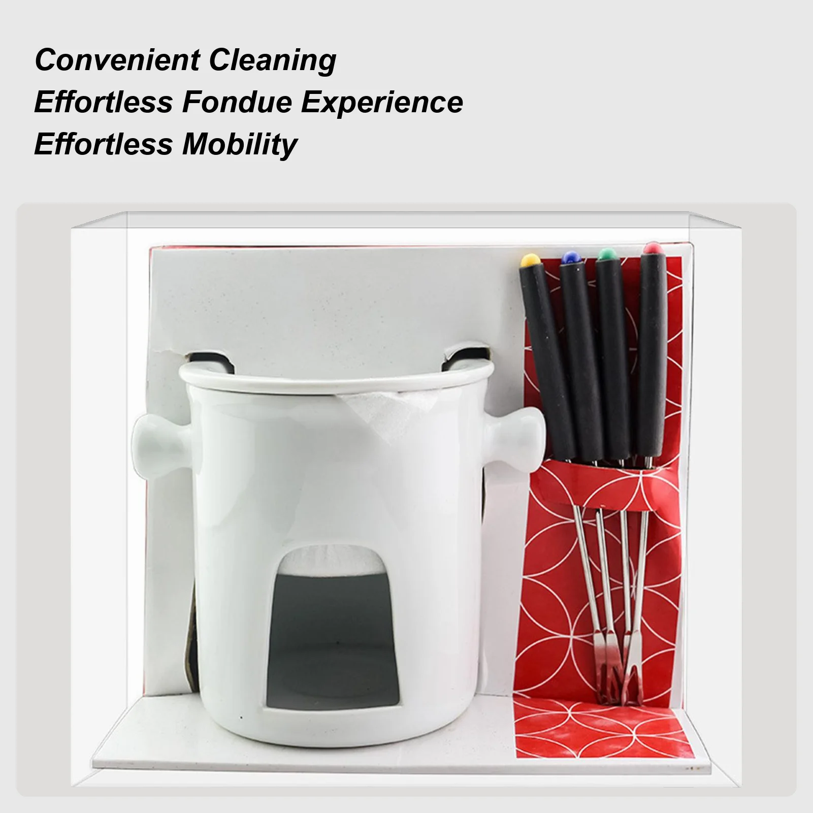 

Sweet Fondue Cup 300ml Ceramic Butter Pot With 4 Forks Mini Fondue Set For Cheese Butter Dessert Party Date Night Birthday