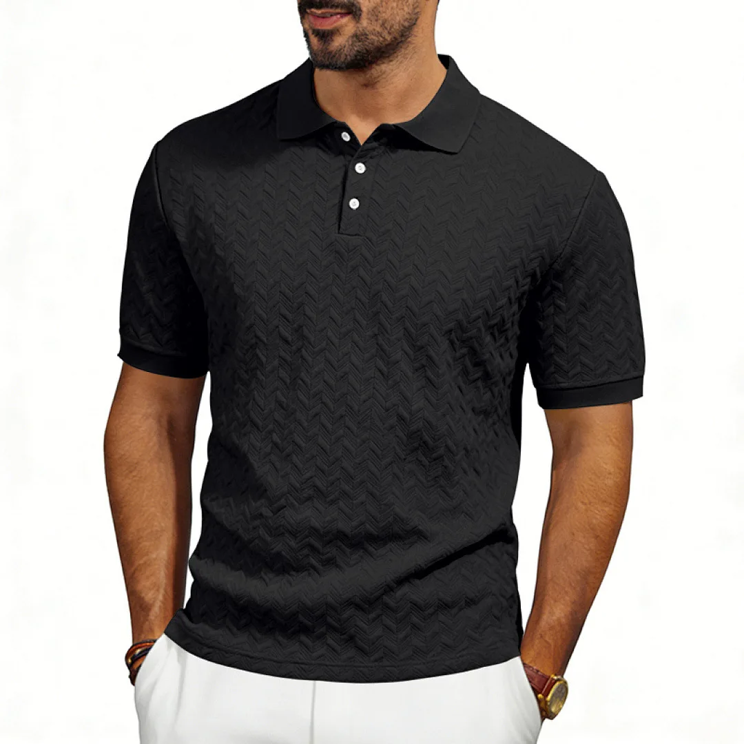 Grenzüberschreitendes Amazon American Heavy-Duty Polo-Shirt mit lockerem Texturmuster, einfarbig, Jacquard, lässig, schlicht, trendig, kurzärmelig – Detail 20