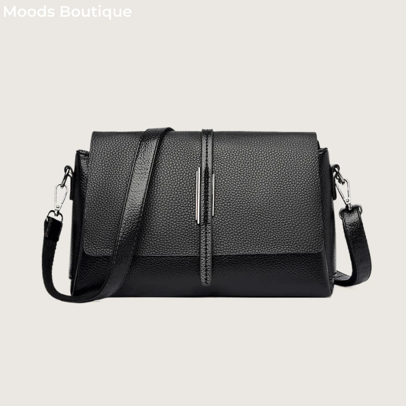 MOODS Genuine Leather Mini Square Shoulder Crossbody Bags For Women 2024 Luxury Designer Handbags Solid Color Messenger Satchels