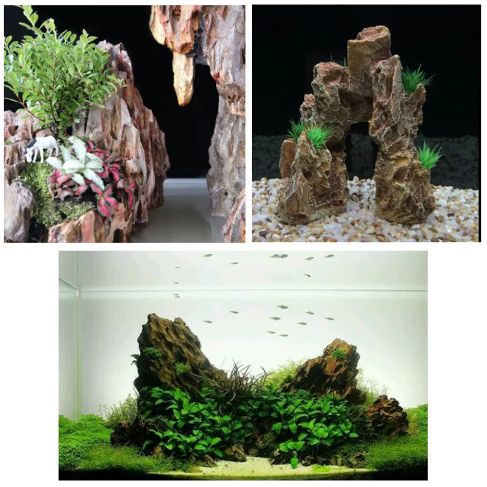 4Pcs 3-8cm Simulation Pine Skin Stone Fish Tank Landscaping Decoration Figurines Miniatures Aquarium Home Decor Supplies