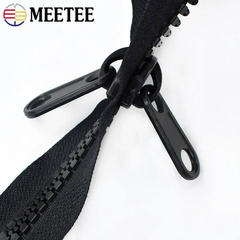Meetee 5#8#10# Double-sided Pull Resin Zipper 60-300cm Closure Zippers Tent Jacket Replace Zip Repair Kit DIY Sewing Accessories