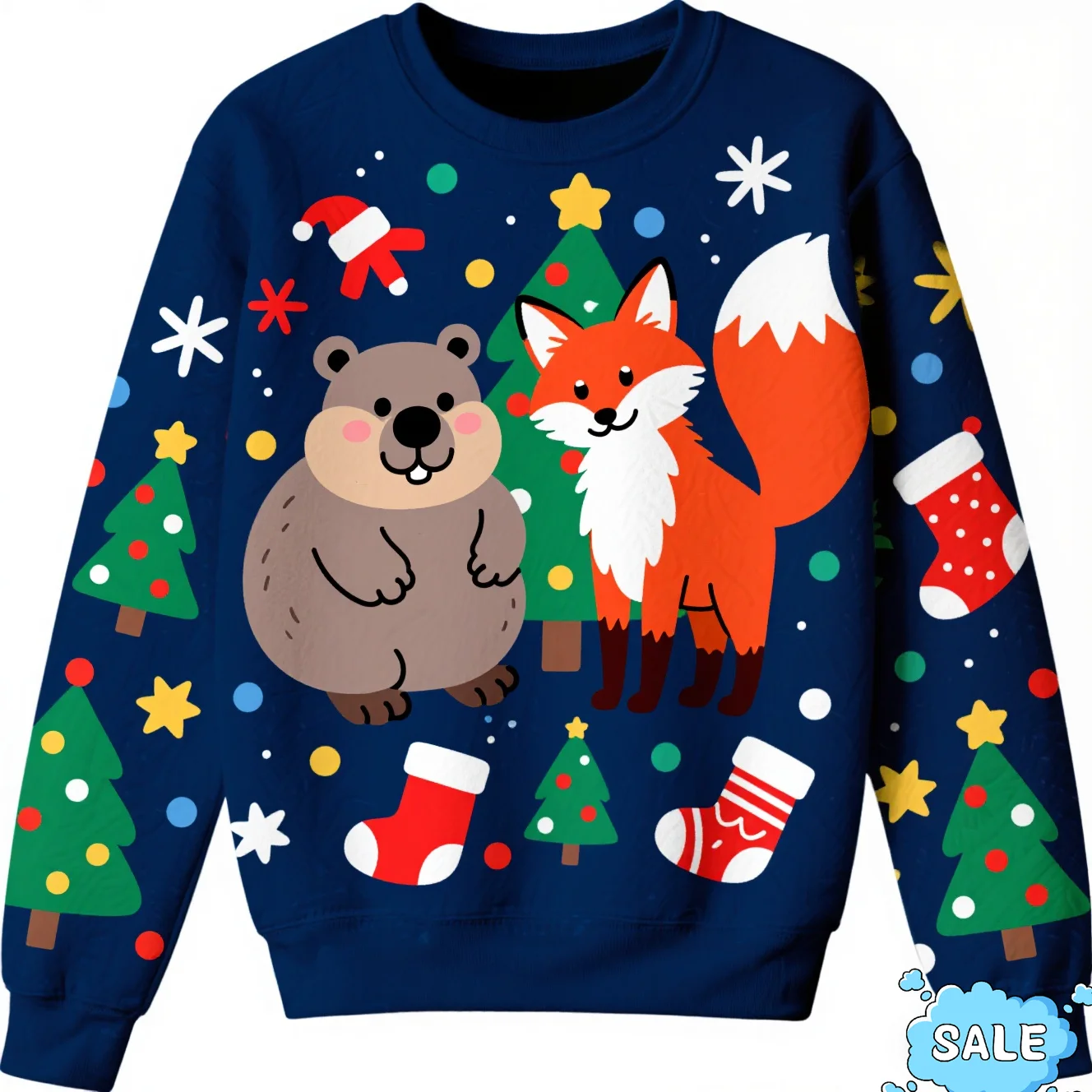 

2025 New Capybara Xmas Sweater 3D Christmas Penguin Snowman Fox Printed Xmsa Holiday Party Jumper Christmas Sweatshirt Pullovers