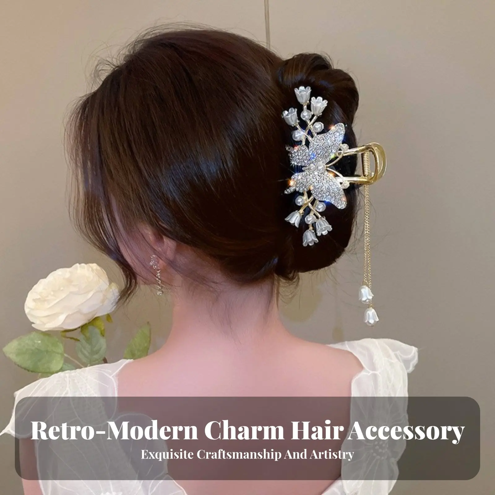 タッセルグリップファスナー-古代中国のデザイン-溝の花のヘアファスナー-麦の穂のヘアグリップ-エレガントなデザイン-安全なグリップ