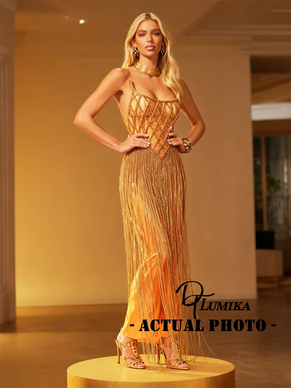 

DTLumika вечернее платье с золотыми стразами для женщин, длинные платья для выпускного вечера без бретелек, вечерние платья, сексуальный коктейльный костюм, платье