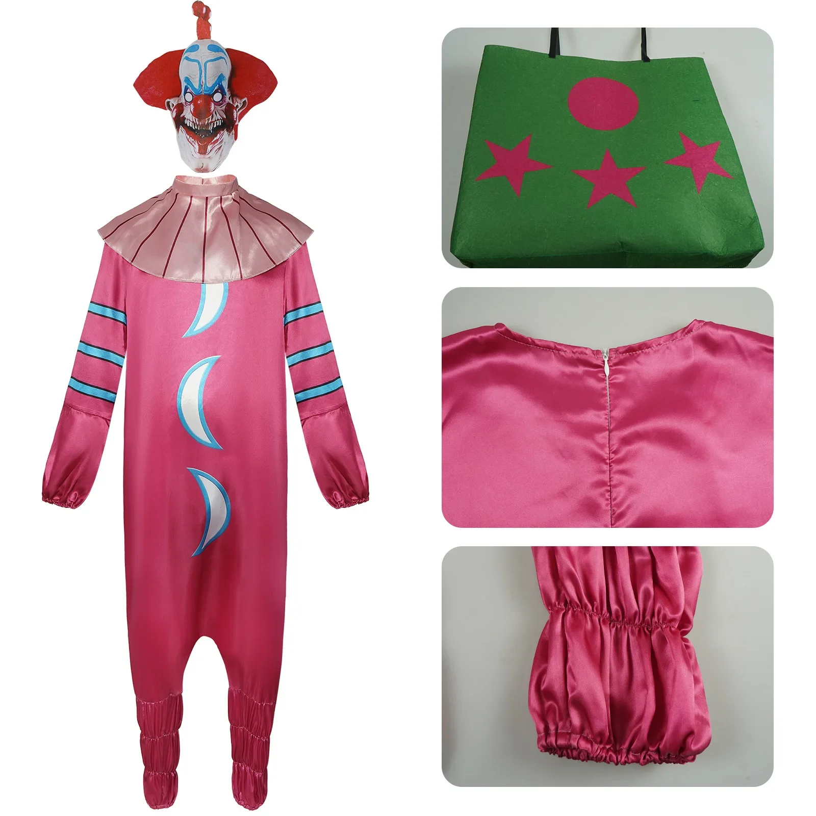 Disfraz de Payaso Asesino del Espacio Exterior, Traje de Cosplay con Máscara, para Halloween y Carnaval, para Hombres y Mujeres Adultos
