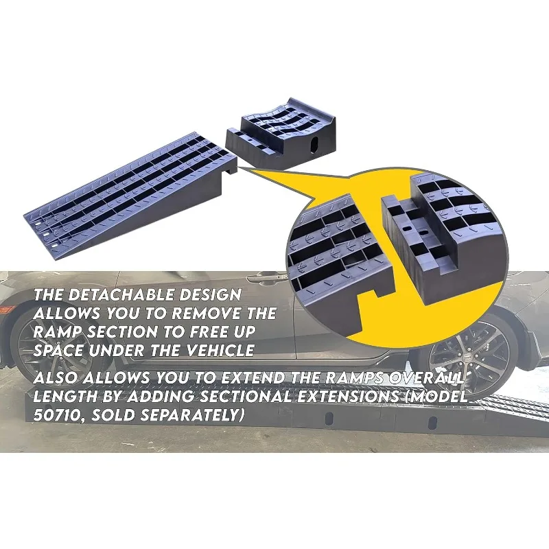 50709 Detachable Extendable Car Ramp Set, Portable Car Ramps With 3,250 lbs Maximum Weight Capacity Per Ramp 6,500 lbs image 4