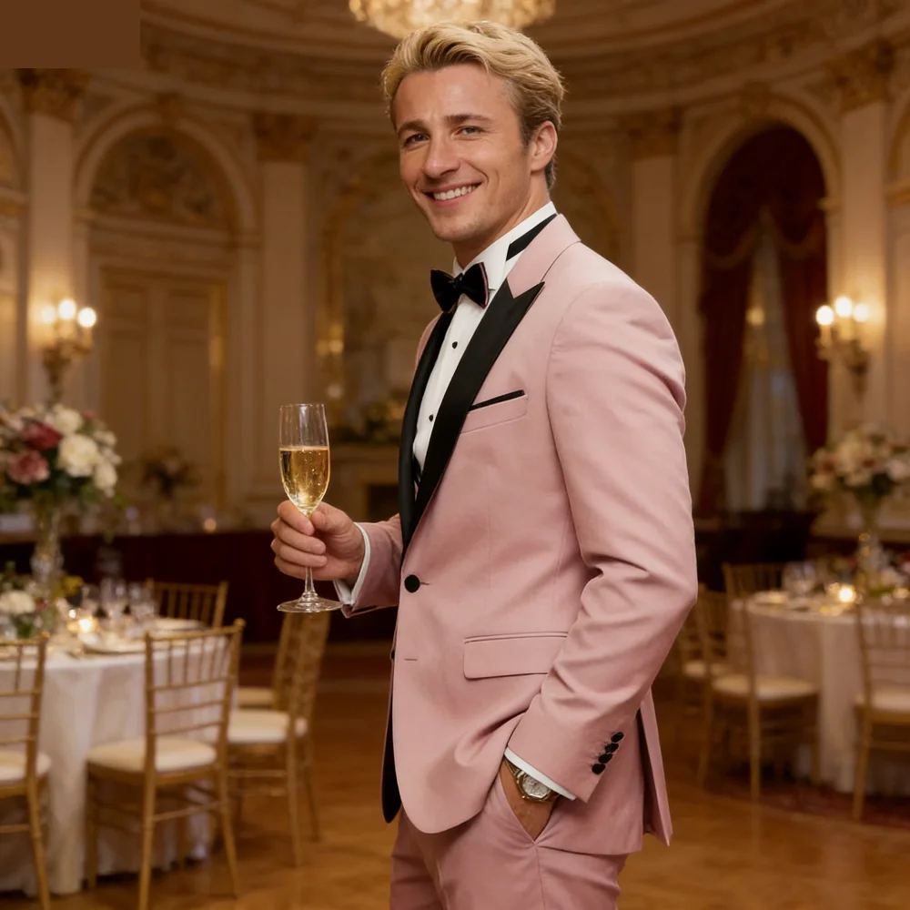 

Men's Classic Ternos Suit 3-Piece Peak Lapel Blazer Vest Pants Slim Fit Elegant Matching Men's Formal Wear Ensemble