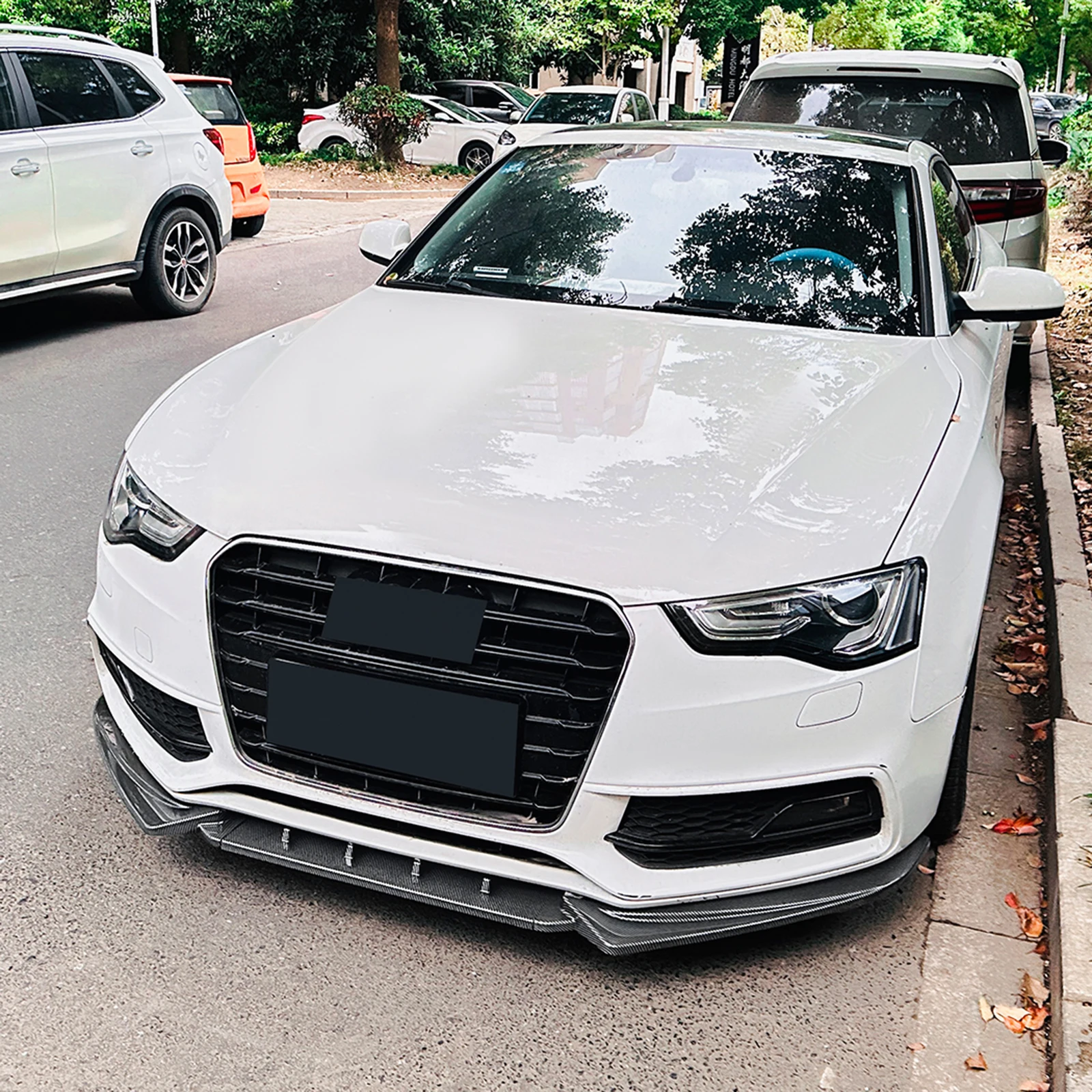 Front Bumper Spoiler Lip For Audi A5 S5 8T Sline S-line 2012-2017 Carbon Fiber Look/Gloss Black Lower Splitter Protector Blade