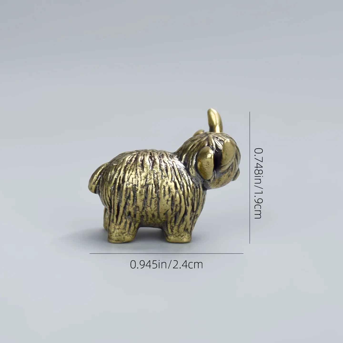 Solid Brass Vintage Miniature Bull Figurine, No Electricity Required, Decorative Ornament for Tea Table & Various Room Types