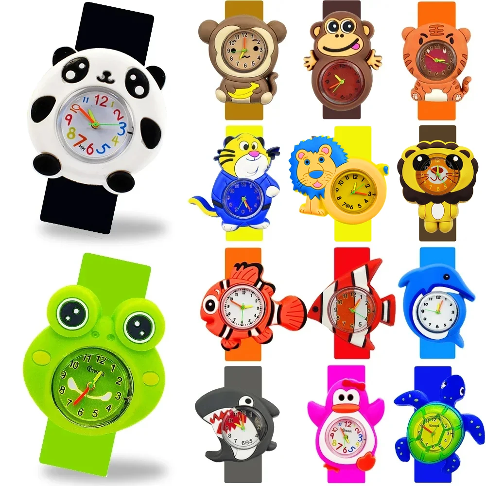 Cartoon 99 Styles Cartoon Children Watches Baby Learn Time Toy Kids Slap Watches Boys Girls Christmas Gift for Kid Aged 1-15