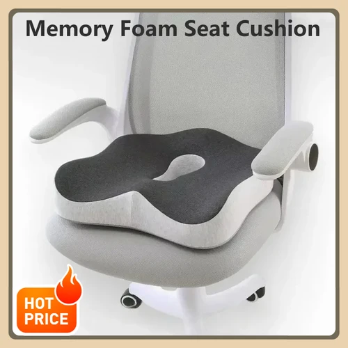 Cojín ergonómico de coxis de espuma viscoelástica, cojín de asiento de coche transpirable, adecuado para sillas de oficina y soporte suave antideslizante.