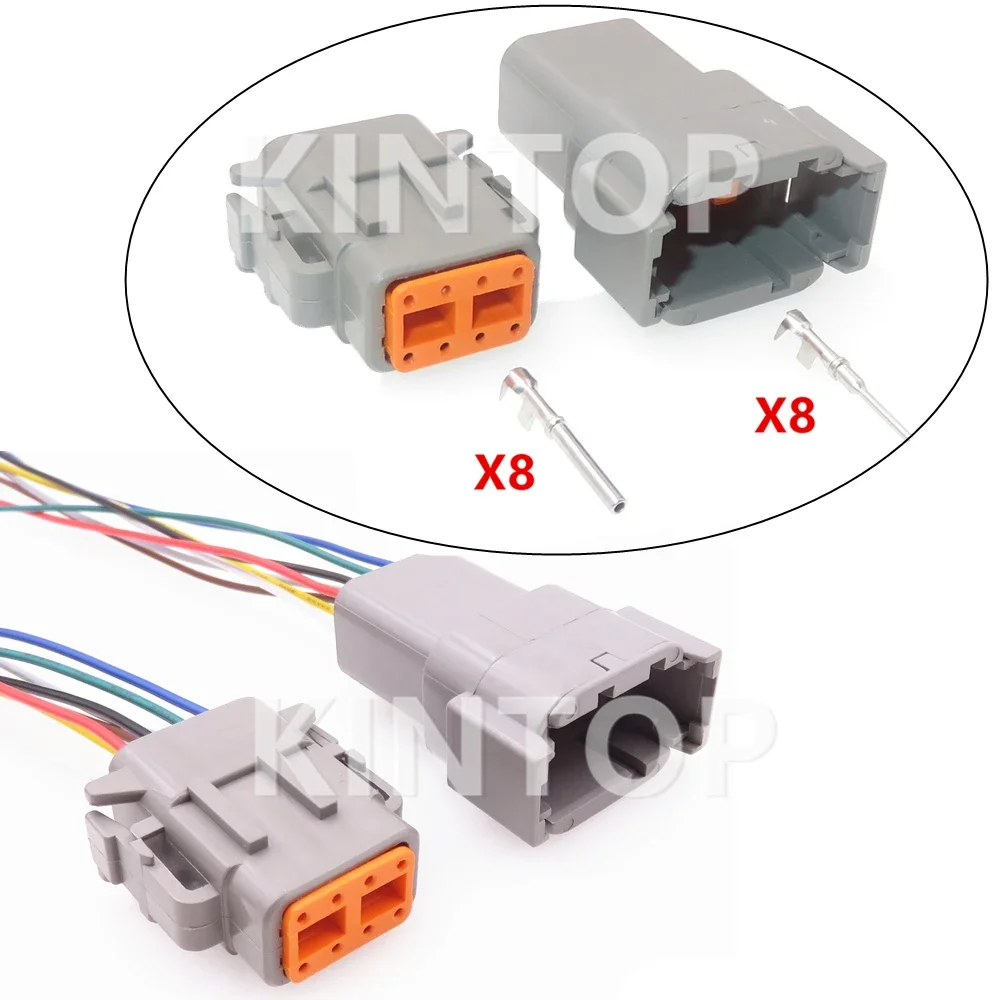 1 Set 8 Pins ATM04-8P AC Assembly Auto Waterproof Connector DTM06-8S DTM04-8P Truck Electric Cable Sealed Socket With Wires