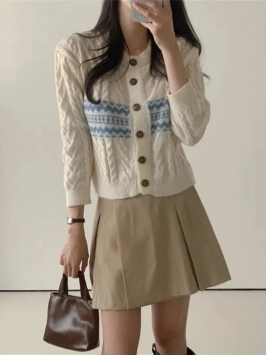 

Корейский свитер Sle Lazy Round Ne, женское пальто маленького размера, винтажный вязаный топ, удобная мягкая осенне-зимняя верхняя одежда