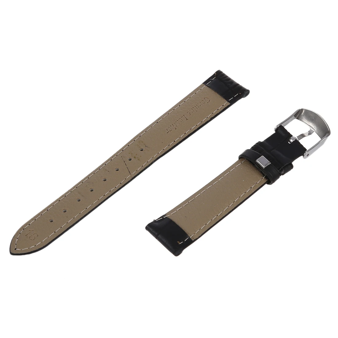 AOA-18mm سوار الساعة الأسود بو الجلود سبيكة مشبك حزام الساعة #3