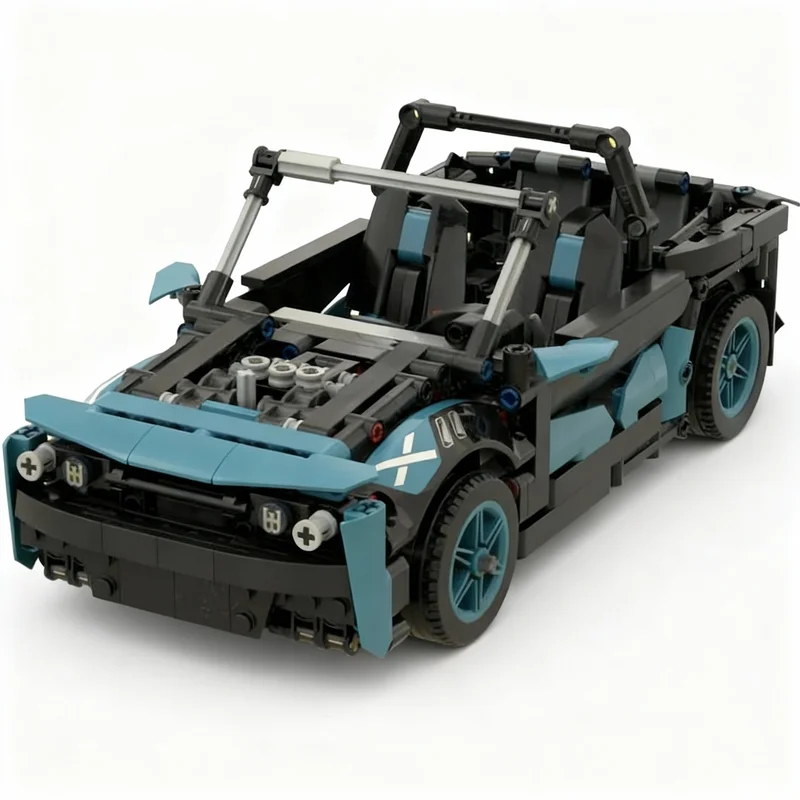 

666PCS MOC Technology Vw Golf MK1 Cabriolet Fwd Blue Model DIY Creative Assembly Building Blocks Display Birthday Gift Home Set