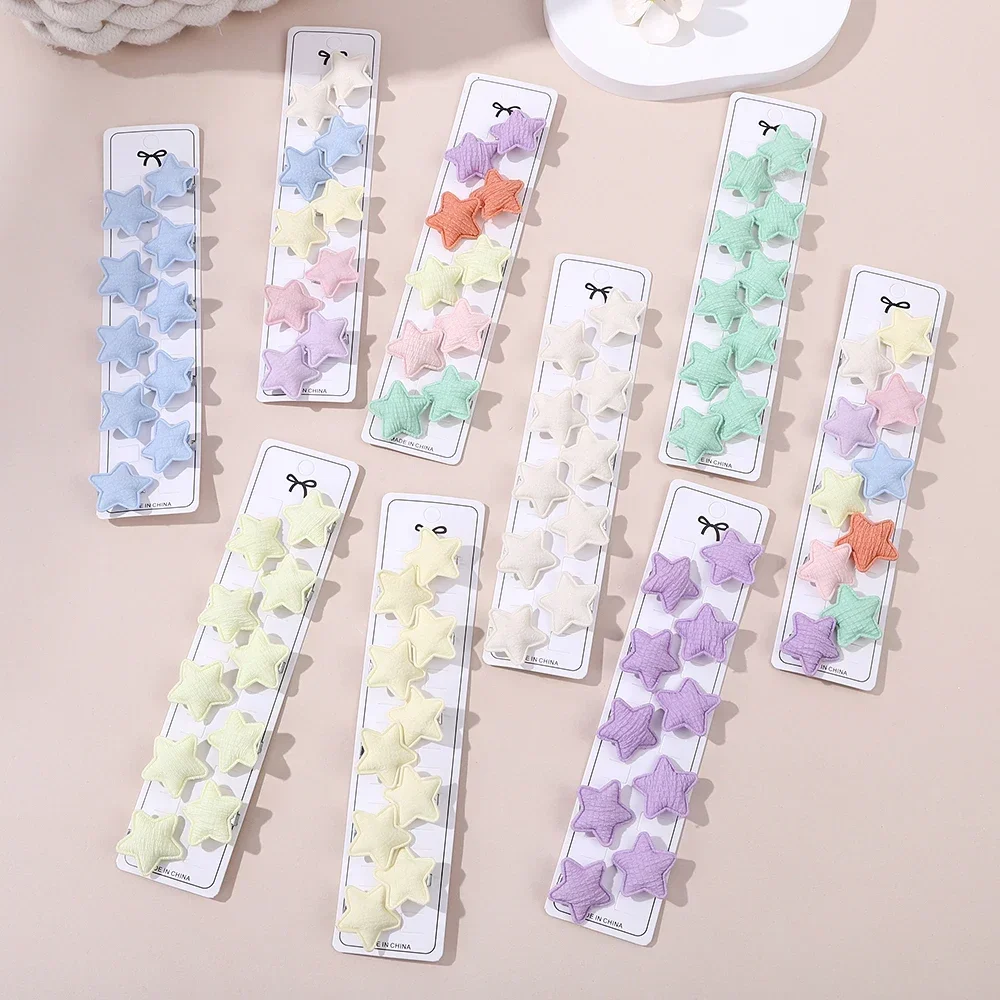 10pcs/set Kids Colorful Mini Star Hair Clips Girls Children Candy Love Hair Clip Duckbill Clips Baby Hair Accessories Wholesale