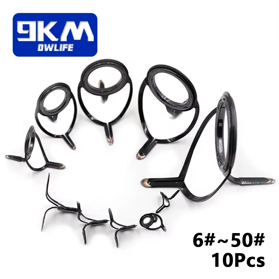 10Pcs Fishing Rod Guides Repair Kit 6-50 Stainless Steel