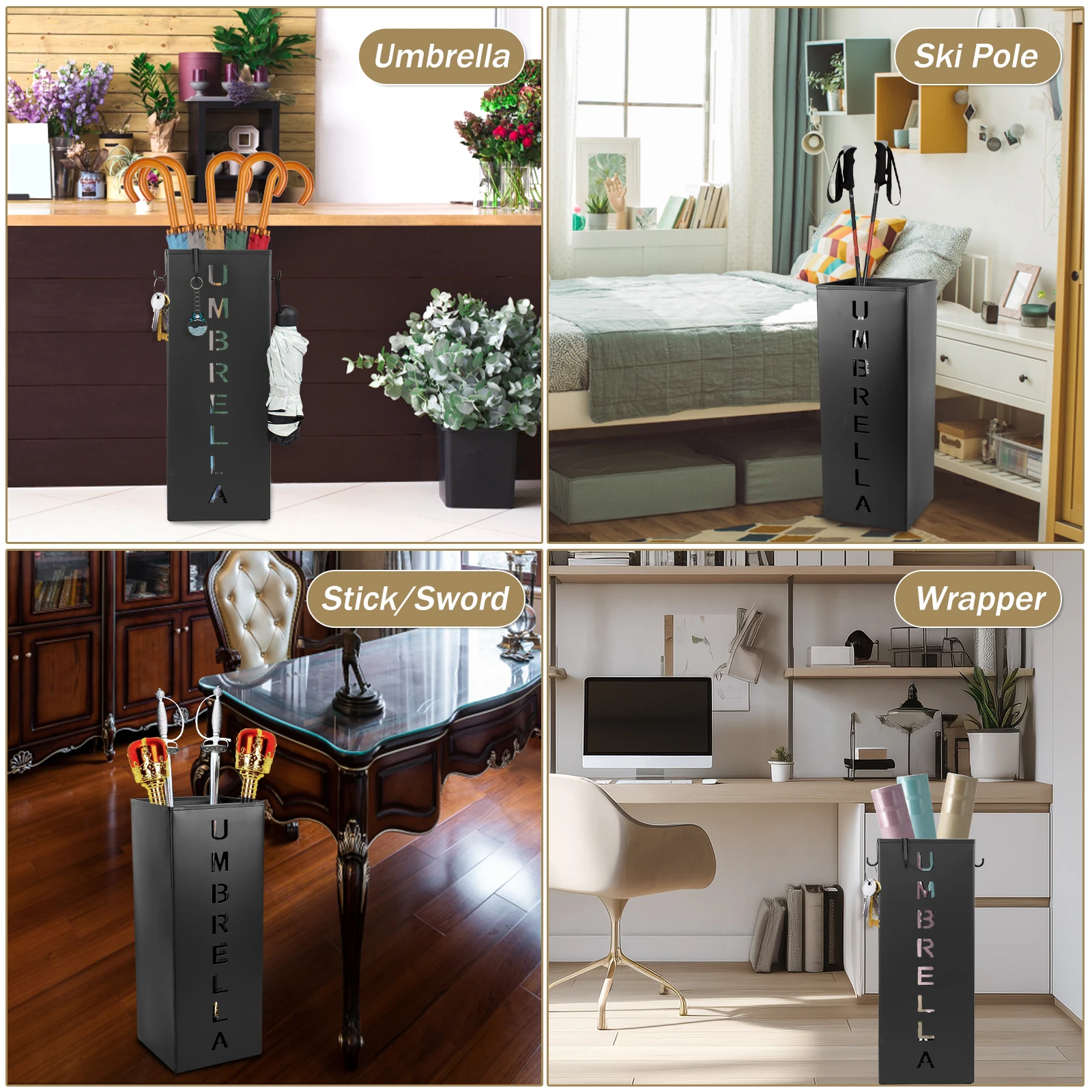 Umbrella Storage Bucket Metal Umbrella Holder Multipurpose Classroom Storage Wrought Iron Rain Rack Entryway Home Hotel