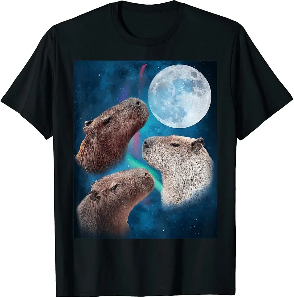 NEW LIMITED Three Capybaras Moon and Nighttime Sky T-Shirt