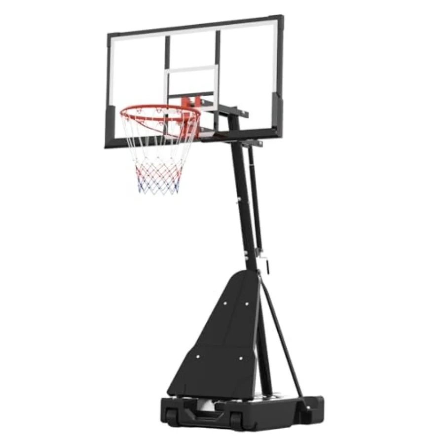 

Basketball Hoop for Driveway Backyard Pool Play, Shatterproof PC Backboard, Black, 52 Inch with 4.9-10FT Height Adjustable Syst