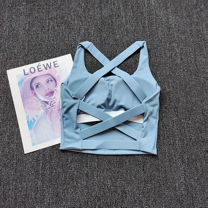 New Gym Product with Chest Cushion Cross-bearing Sports Professional Lingerie Wearing Yoga Vest Pilates Training Fitness Bra image 6