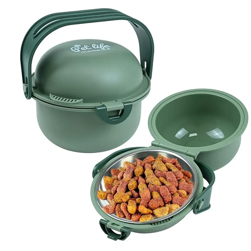 

Portable Dog Bowls for Food and Water, Large Capacity Travel Cat Bowl, Drainable Food Soaker Bowl with Lid for Hiking, Camping