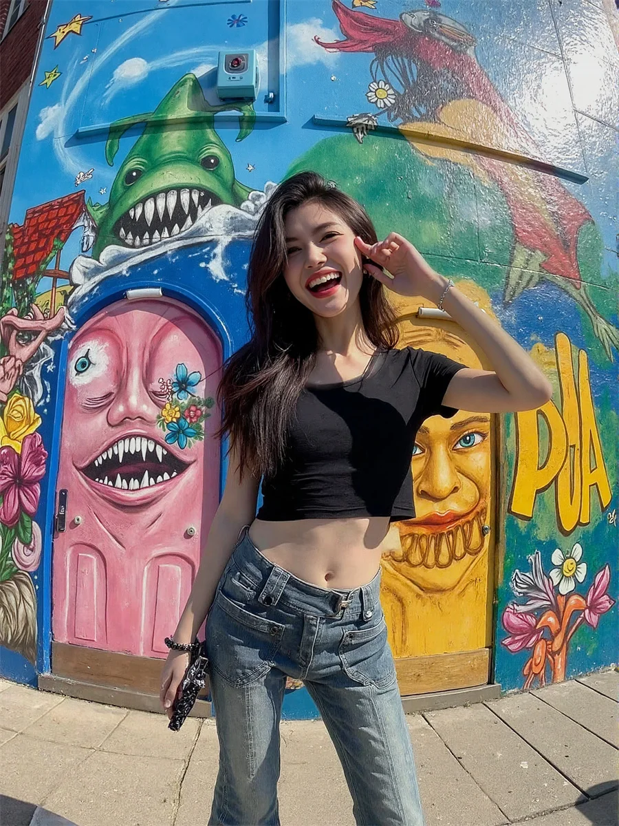 Flare Slim Skinny Floor Jeans Womens Bell Bottoms Stretchy  Fit High Waist Embroidery Patchwork Studs Ripped Jean 