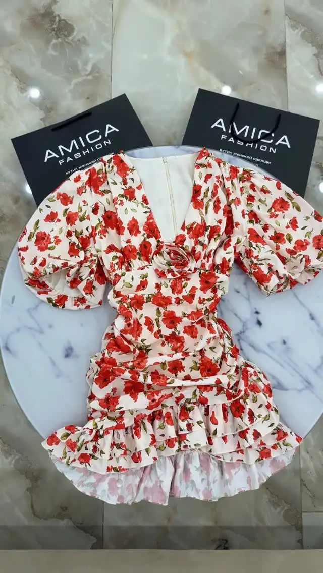 floral ruched dress puff sleeve Women's Floral Ruched Scoop Neck Midi Dress