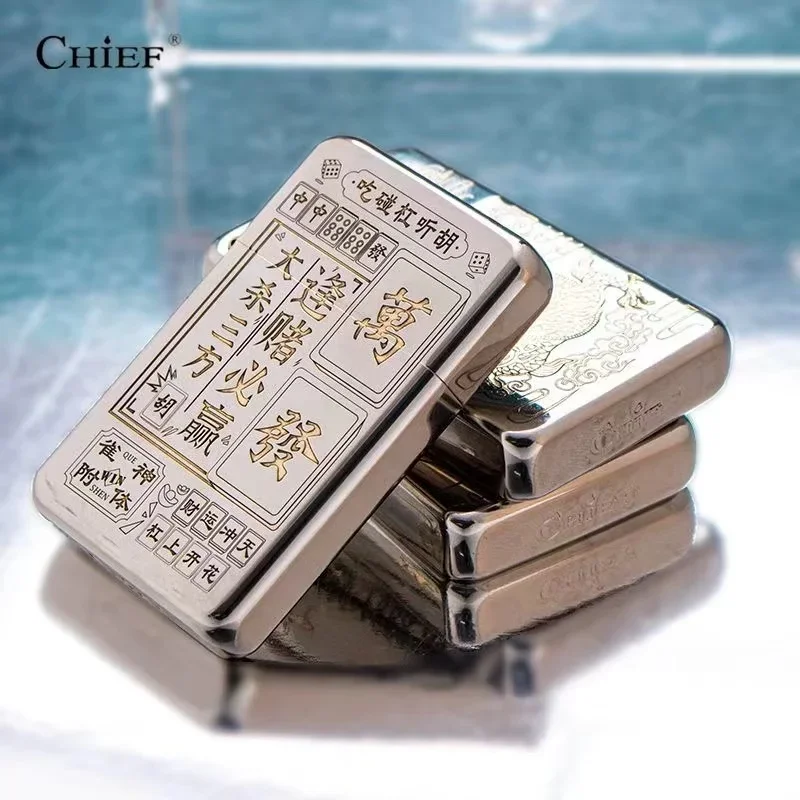 2024 CHIEF Pure Copper Personality Sculpture Windproof Kerosene Lighter Classic Grinding Wheel Ignition Lighters Smoking Gadgets